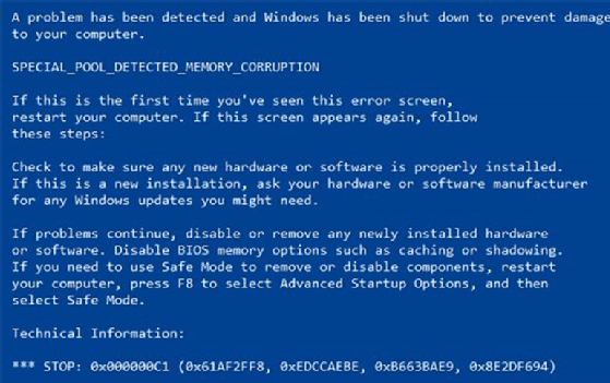 bsod or blue screen of death