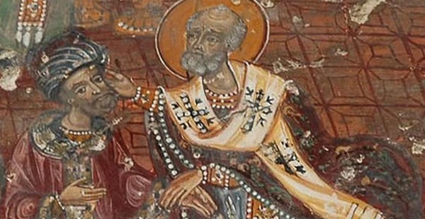 Nicholas slaps Arius at the Council of Nicea.
