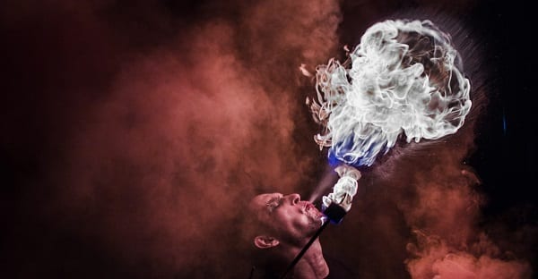 blowing flames