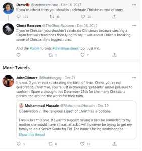 tweets from christians trying to lay claim to christmas