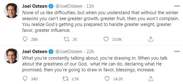 None of us like difficulties, but when you understand that without the winter seasons you can’t see greater growth, greater fruit, then you won’t complain. You realize God’s getting you prepared to handle greater weight, greater favor, greater influence. / What you’re constantly talking about, you’re drawing in. When you talk about the greatness of our God, what He can do, declaring what He promised, then you’re going to draw in favor, blessings, increase.