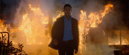 lucifer leaving burning house