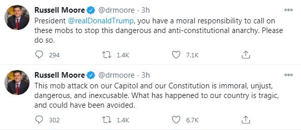 President @realDonaldTrump , you have a moral responsibility to call on these mobs to stop this dangerous and anti-constitutional anarchy. Please do so. This mob attack on our Capitol and our Constitution is immoral, unjust, dangerous, and inexcusable. What has happened to our country is tragic, and could have been avoided.