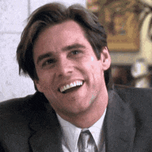 Jim Carrey in Liar Liar, thinking hard then saying "no"