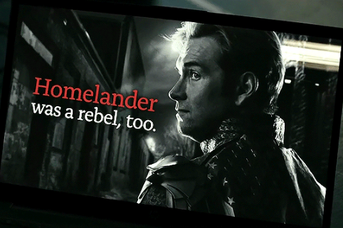 Homelander was a rebel, too. From S5 of 'The Boys'. And yes, I screamed like a tween girl at a One Direction concert in 2012 when I saw this.